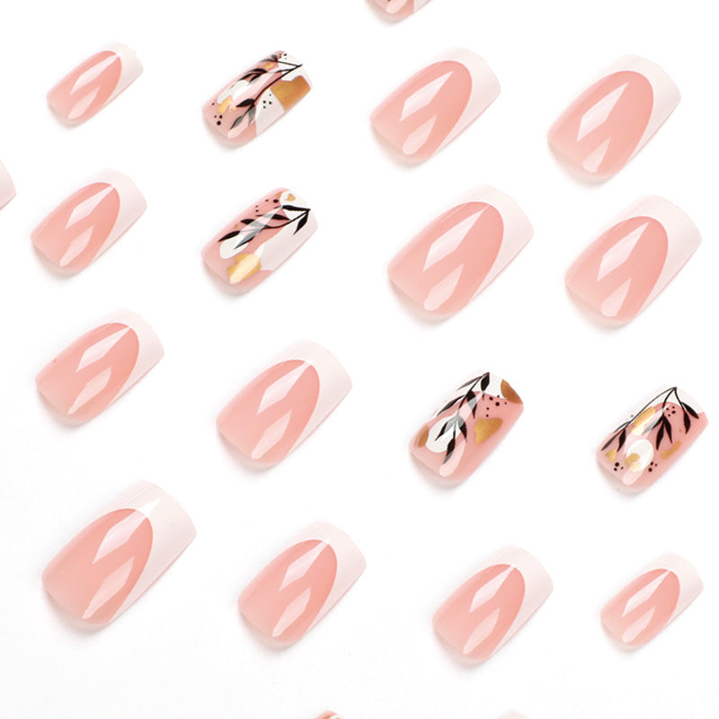 Wholesale White Edge French Gold Leaves Nail Stickers